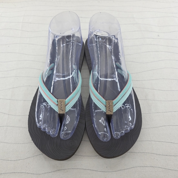 Reef Womens Zen Love Teal Brown Flip Flop Thong Sandals Shoes Size 8 - Picture 3 of 8